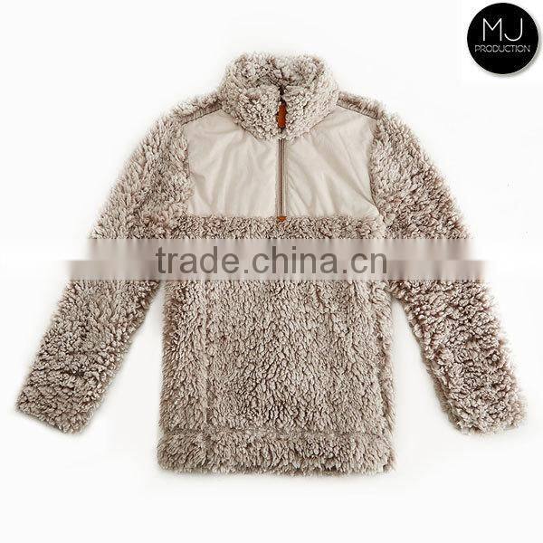 FACTORY wholesale personalized frosted tip 1/4 zip monogrammed sherpa pullover kid clothes