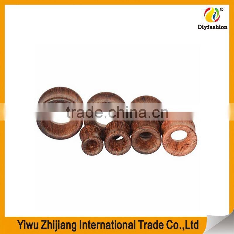 Longbeauty Pair Vintage Brown Natural Wood Hollow Tunnels Ear Plugs Stretcher Gauges