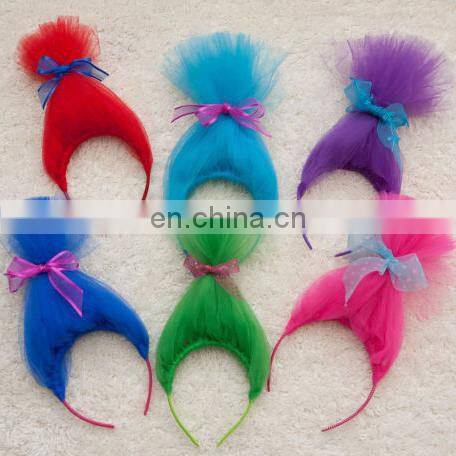 New style festive wigs headband cute gauze trolls headband for kids party supplies MFJ-0067