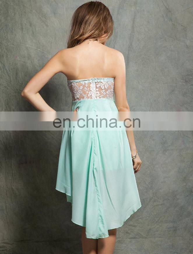 2014New fashion wholesale no sleeve in stock 3 colors green cheap tropical dinner party dress