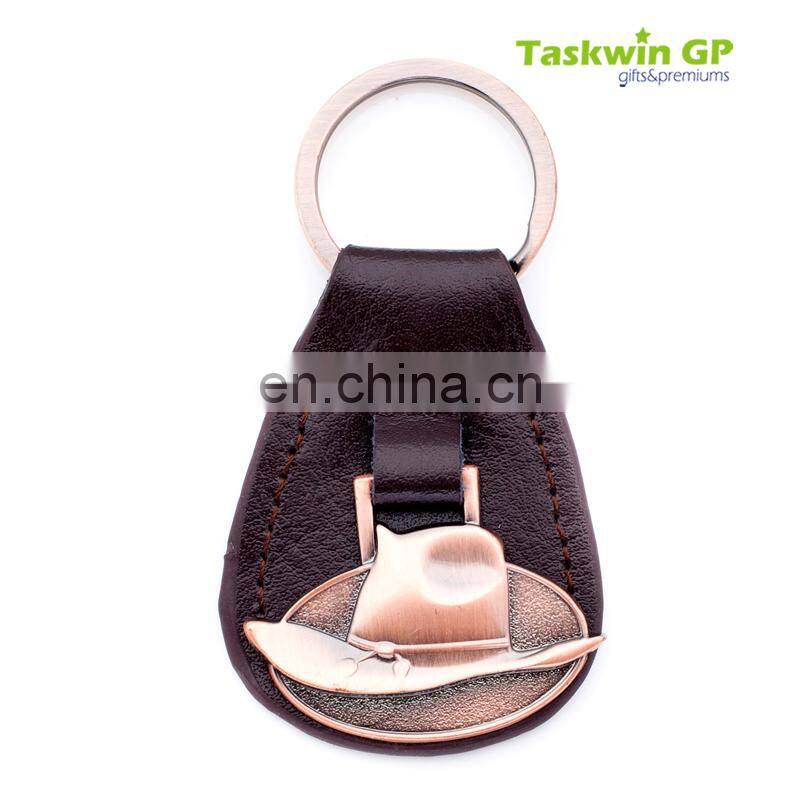 China supplier custom made leather keychains with metal charm