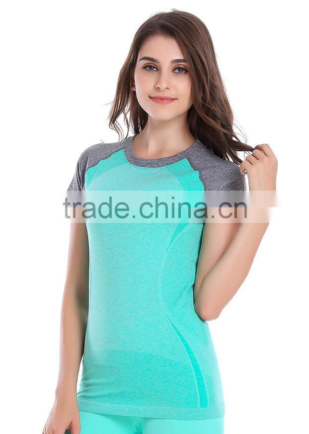 Factory price new women sports t shirts fitness and yoga bodysuit women sportswear