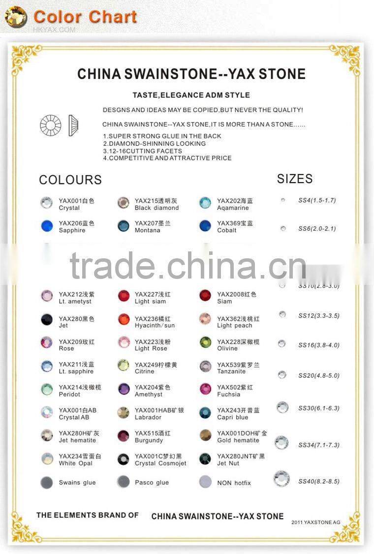 Y1119 Swainstone brand crystal AB hot fix stone;china hotfix stone factory;wholesale shop wedding dress hot fix stone