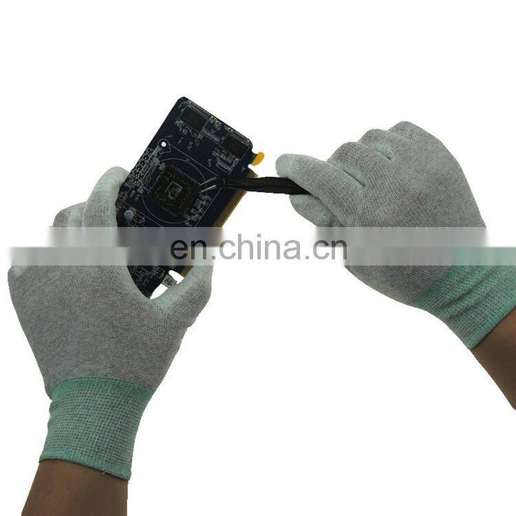 13 Gauge seamless ESD Nylon Carbon White PU Coated Palm Fit Glove Antistatic ESD carbon fiber Gloves