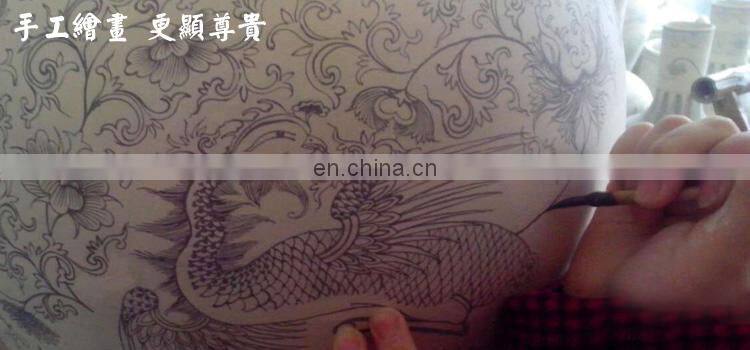 H47cm Tall Blue White Porcelain Hand Painted Phoenix Antique Ginger Jars