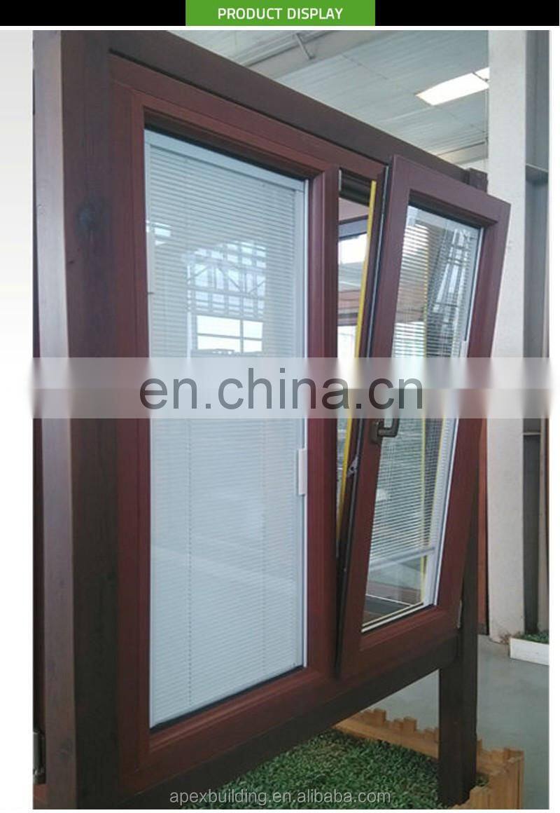 Europe standard sizes double panels with internal blinds casement window, soundproof double glass windows