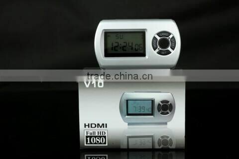 Factory supply! 1080P night vision dvr v10 camera clock with HDMI cable