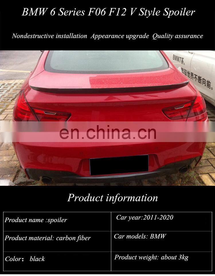 Runde Auto Parts High Quality V Style Carbon Fiber Rear Spoiler Wing for 2011-2020 BMW 6 Series F06 F12 Spoiler