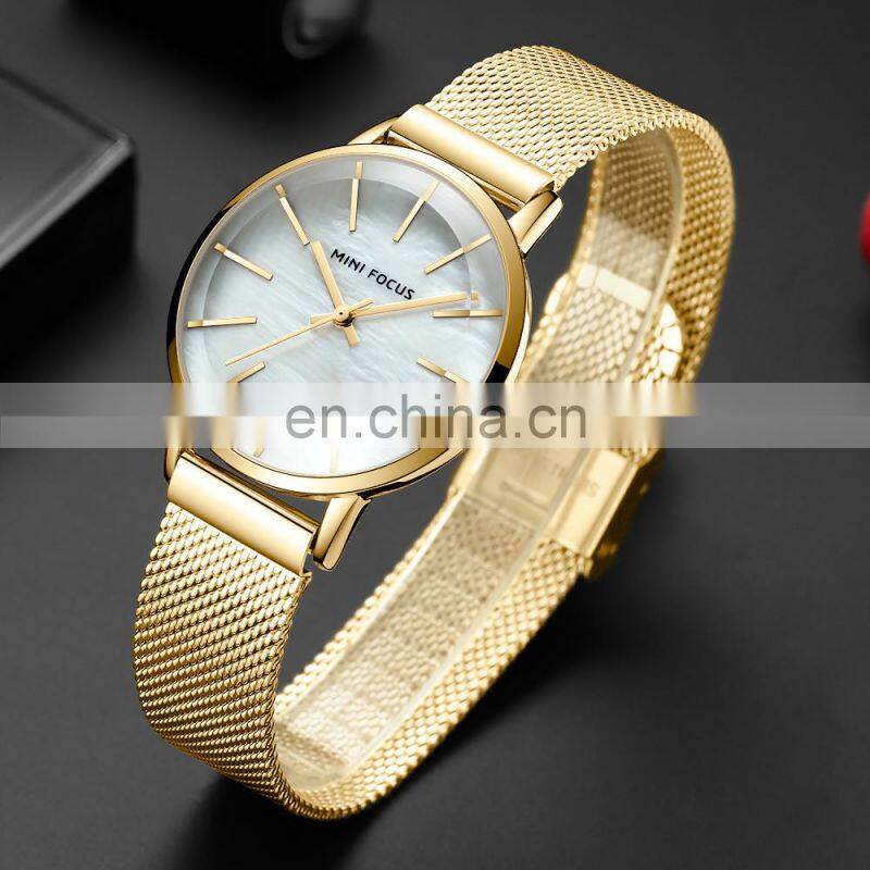 MINI FOCUS New arrival lady gift watch set Japan movement watch Stainless strap Steel band lady watch with cheap price