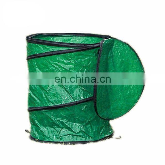 Heavy duty pop up/pe 600d polyester gardening bag with spring