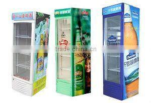 Transparent Double door display refrigerator with lightbox CE/GE/UL/SAA/SASO