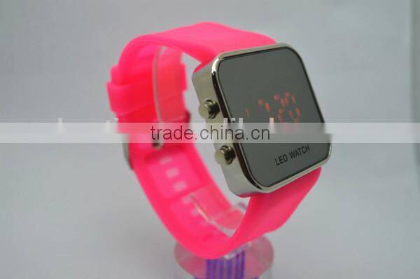 led jelly electronic watches mirror watches with silicone band, bright led lights,alloy watch case
