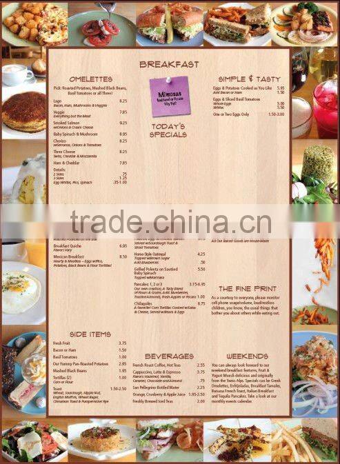Western Food Menu Printing