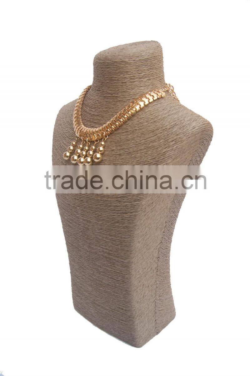 2015 new products natural paper twine necklace jewelry display stand A-22