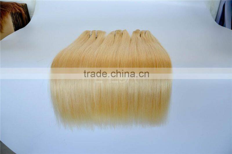 Dark ash blonded virgin Asian remy hair golden blonde remy hair weft