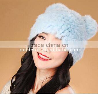 lovely Korean style rabbit fur winter beanie animal ear hatcute fluffy headwear