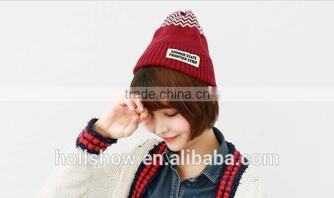 Best Selling Fashion Cute Peaked Top Wave Knitting Hats and Caps for Women