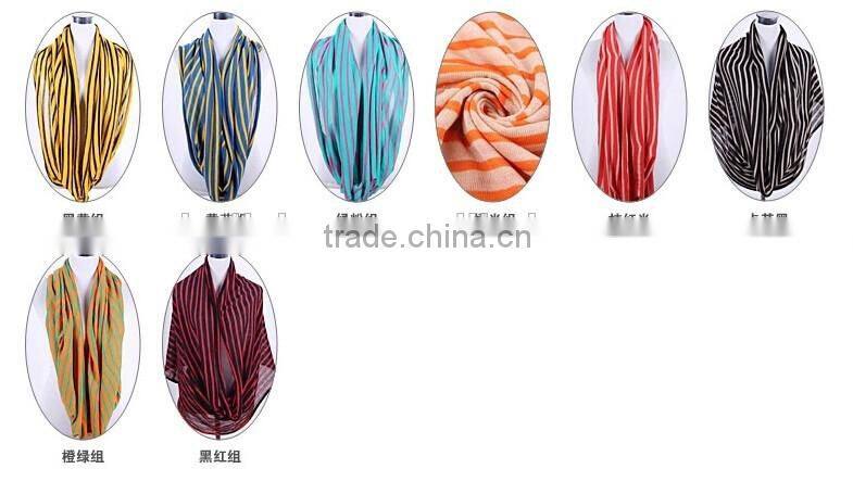 Custom Striped Cotton Knitted Jersey Infinity Scarf