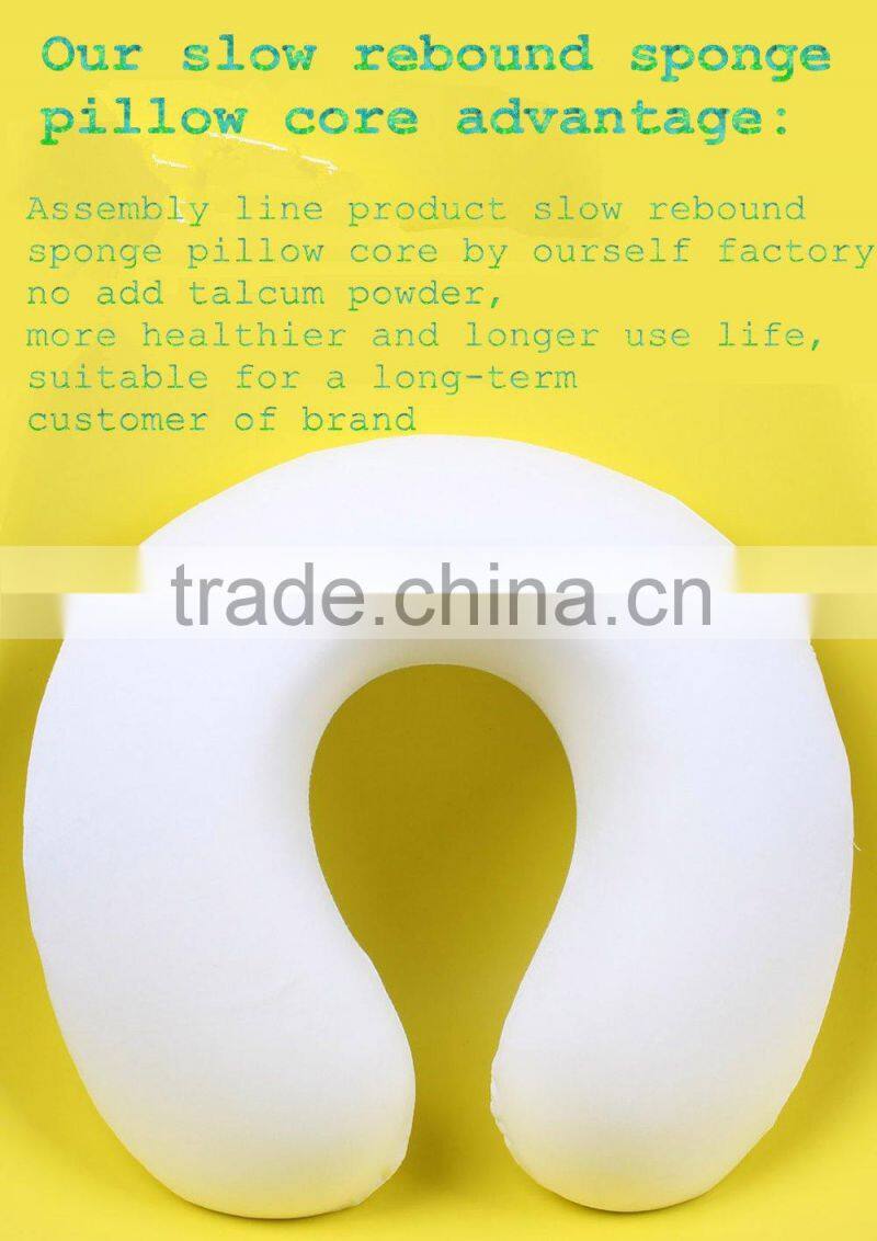 Velvet digital printing U shape memory foam neck pillow for nap and travel