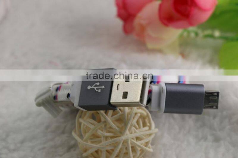 Sync Ultra Thin Fabric USB Micro Cable,Braided High Quality Micro 5 pin Ultra Thin USB Cable