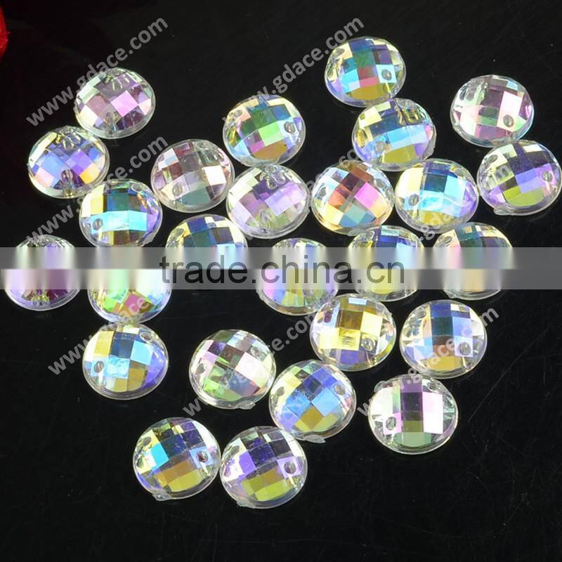 Bling Bling Acrylic Sew Stone, Crystal AB Color Sew On Acrylic Rhinestone with Flat Back for DIY decoration