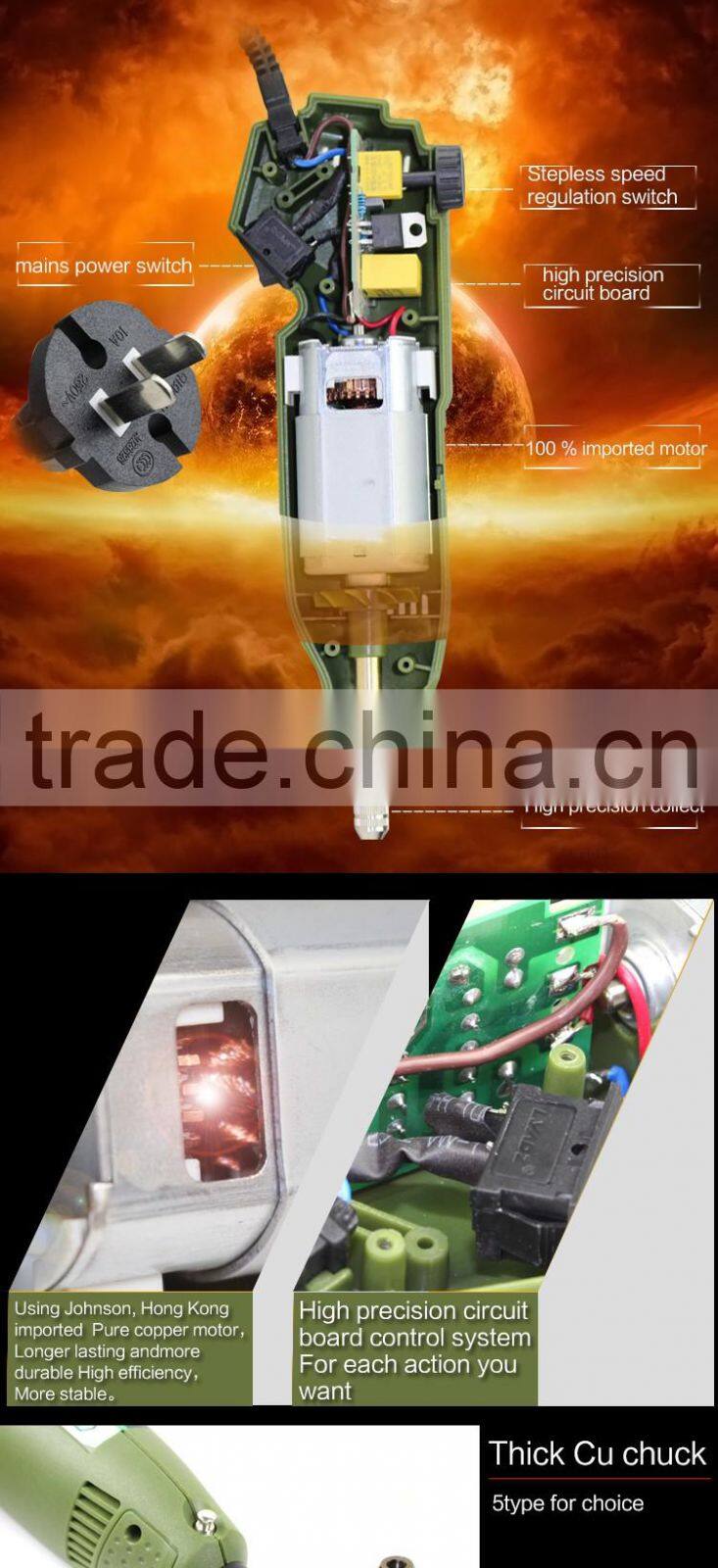 Multifunction industrial grade 100W powerful CVT electric grinder set