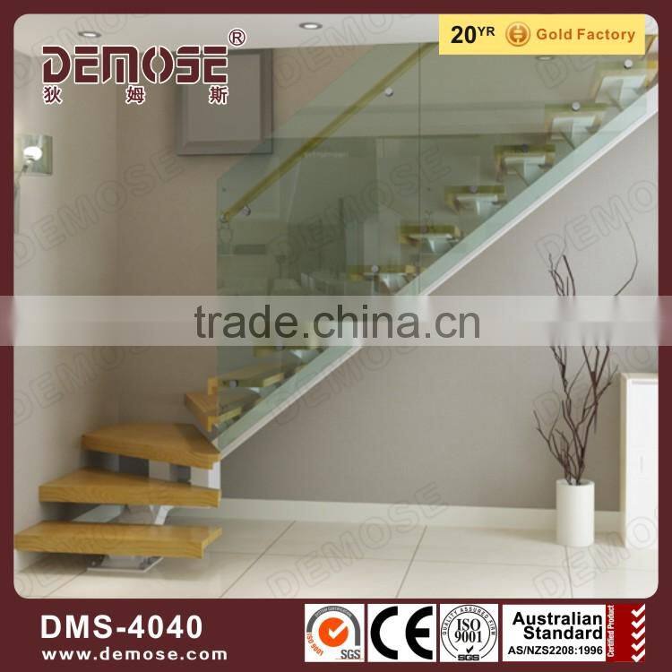 steel structure stairs indoor metal wood stairs without frame glass balustrade