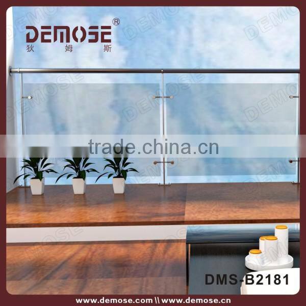 high quality wood and glass stair railing