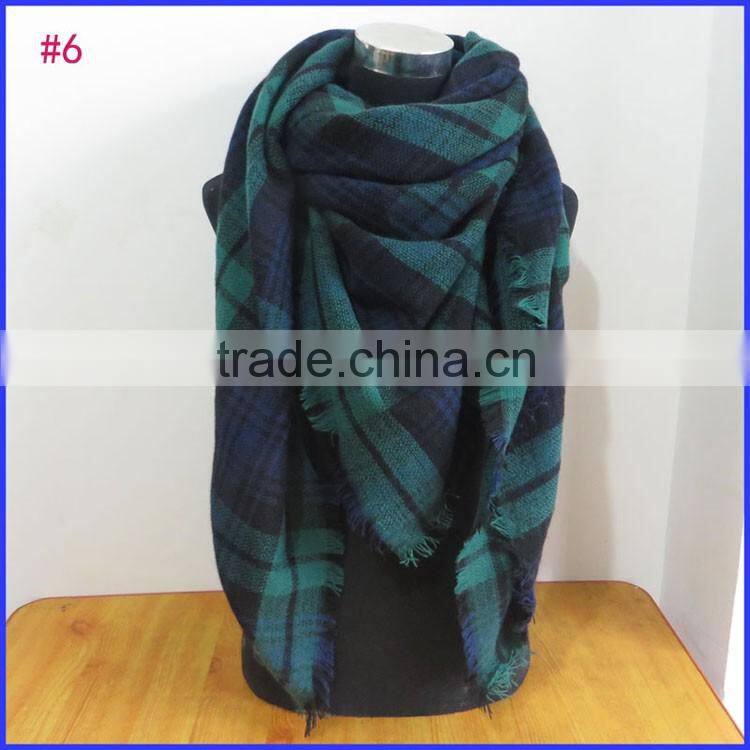 Hot selling winter tartan plaid scarf cashmere