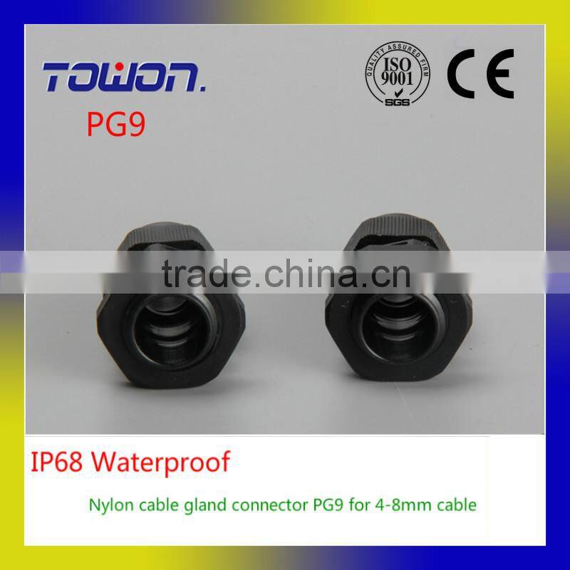 Hot Sale IP68 Waterproof Nylon Plastic white Cable Gland Connector PG9 for 4-8mm water joint
