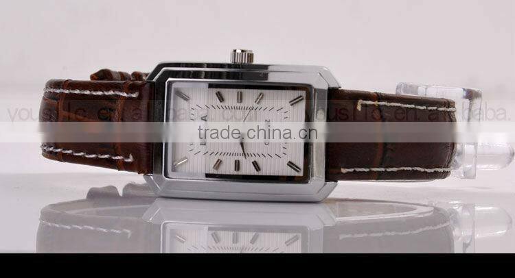 Stainless steel Automatic Leather Strap Lovers Wrist Watch