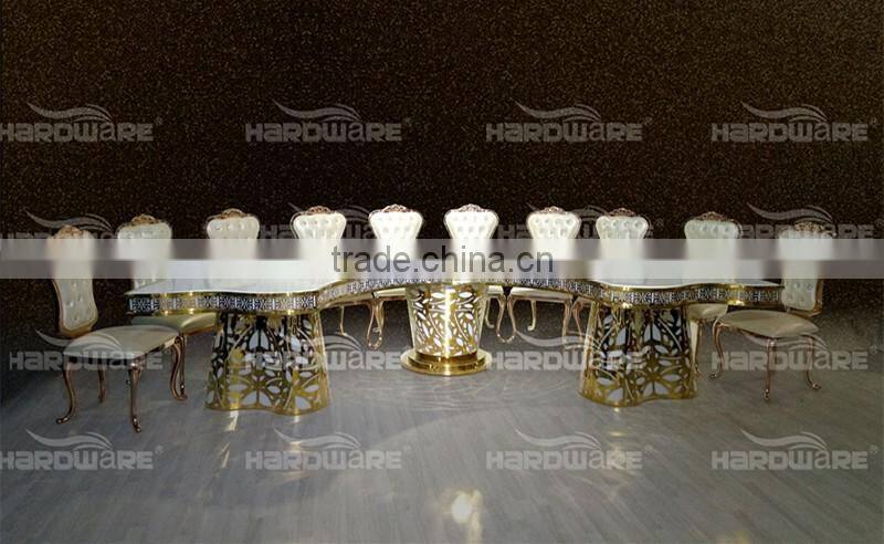 golden stainless steel frame half round dining table / half round table