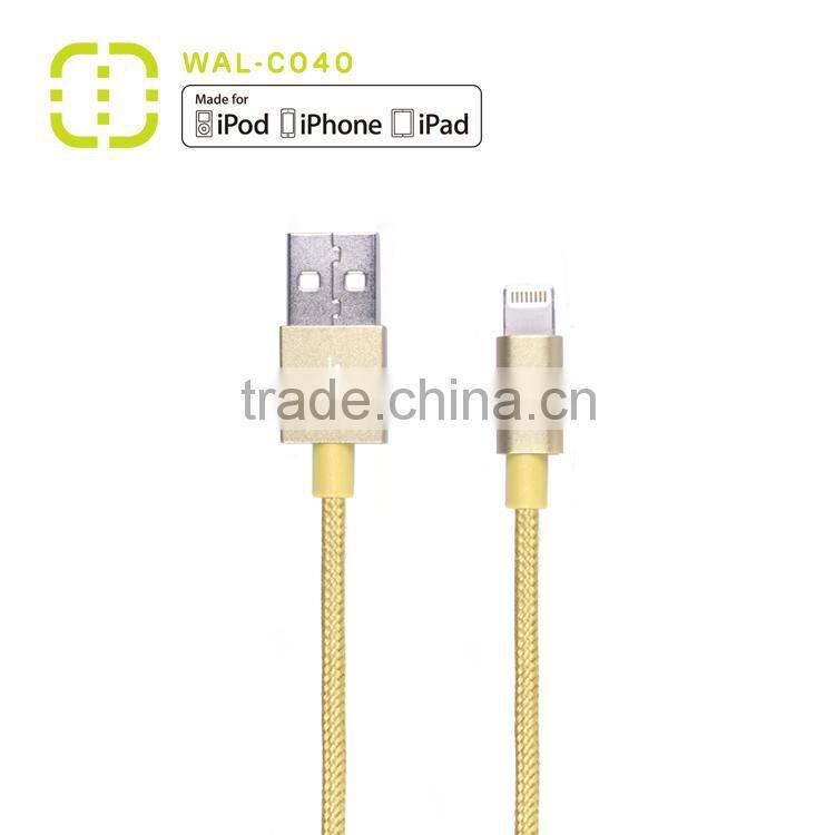 walnut gold plated mfi usb cable with alu housing
