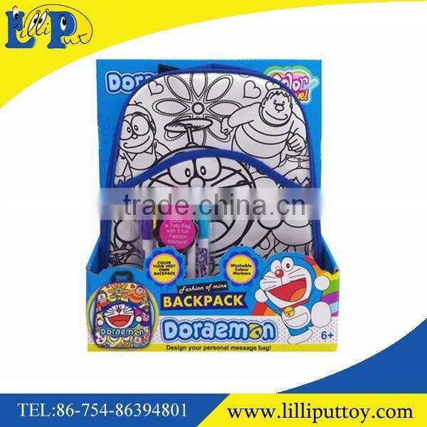 Funny Diy painted cartoon backpack with watercolour pens