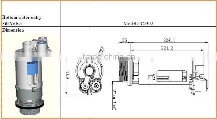 Pneumatic Outlet/Flush Valve for Toilet flusing cistern for bathroom