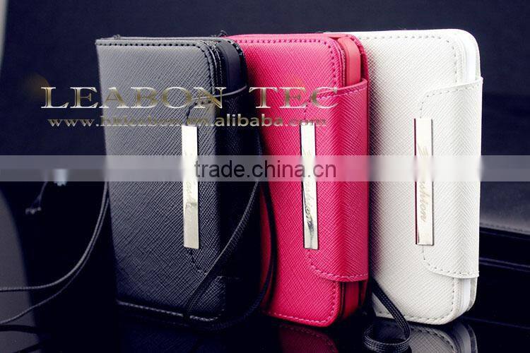 Card holder High quality wallet case cross pattern real cow leather case for Iphone 4 4S