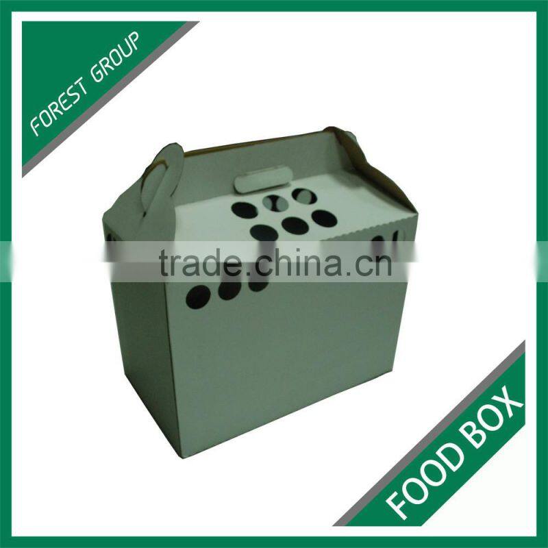WHITE PLAIN CORRUGATED FOOD BOX FOR SHIPPING HAMBURGER WITH CUSTOM LOGO AND PRINT