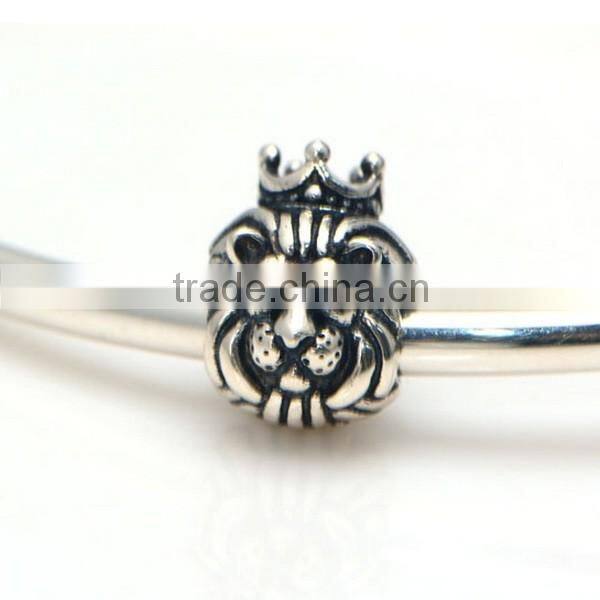 925 Sterling Silver King Lion Charm Bead