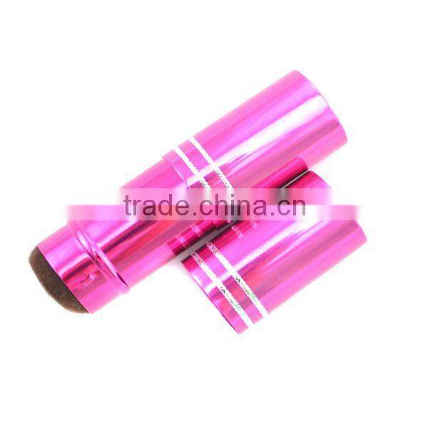 2012 Hot Sell Lowest Price Nylon Hair Rose Red Aluminium Handle With Diamond Retractable Powder Brush