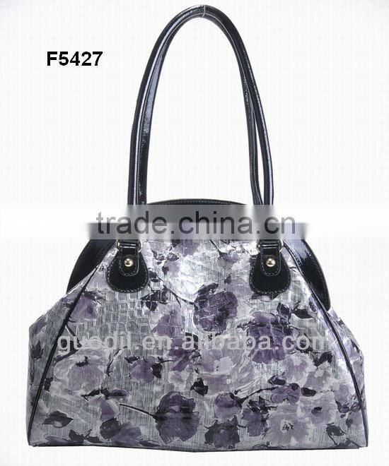 Fashion design flower printed leather handbag for woman bags 2013 brand leather handbag