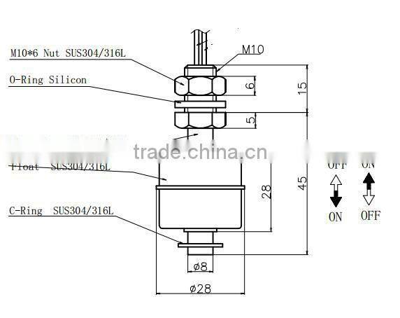 70W/300V Stainless steel Magnetic ball water Float level sensor switch