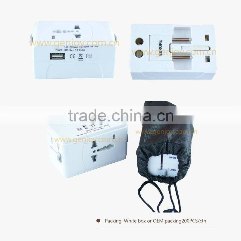 Power strip socket solar charger led flashlight travel adapter