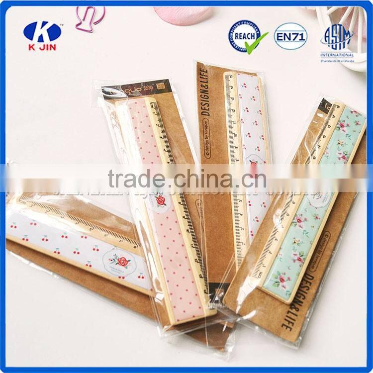 Hot sale promotional 15cm wooden straight rulers with screen OEM LOGO printed