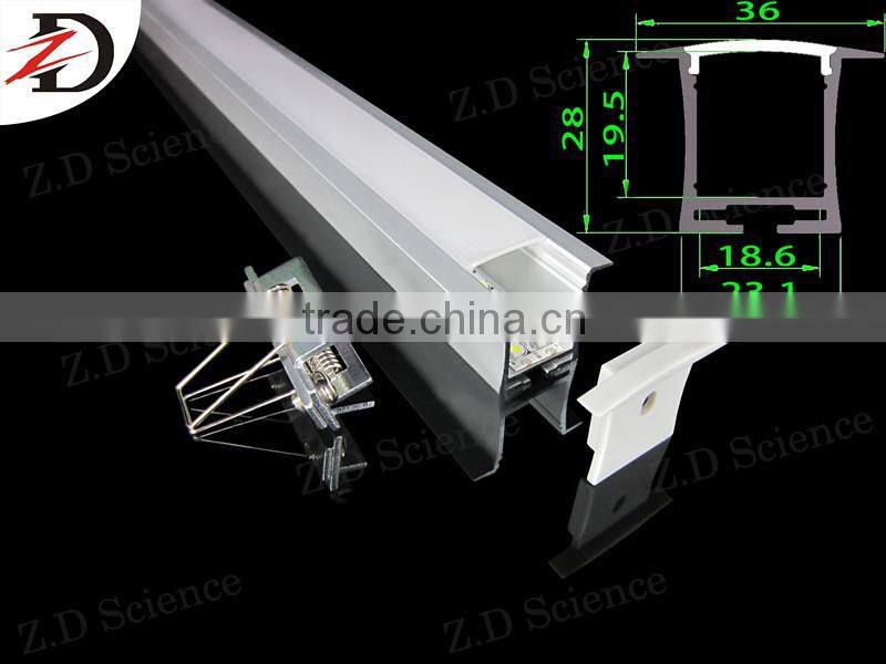 Recessed Aluminum Housing Lighting Profile For Linear Lights With Opal Diffuser