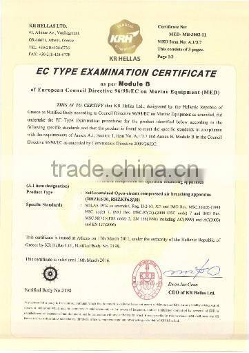 EN136,EN137 Certificate ,6L Fire Fighting Breathing Apparatus