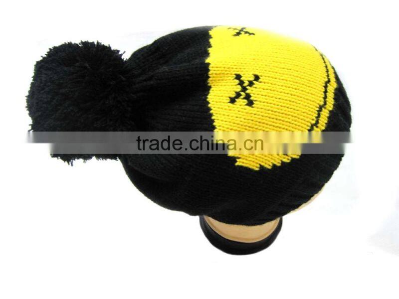 Factory directly custom cute children knit hats pompom beanie hats baby caps