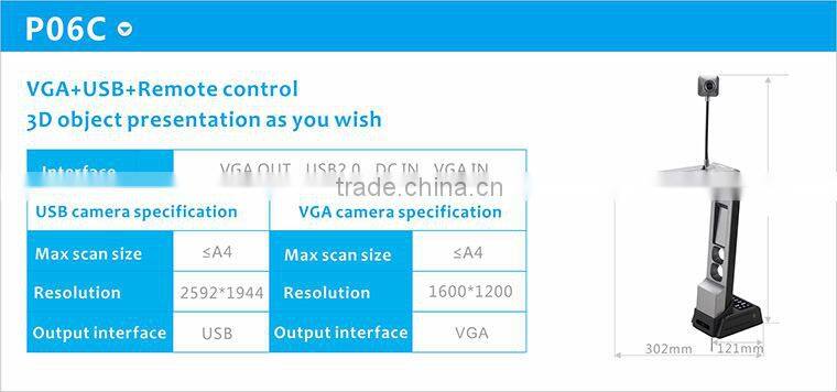Education visualizer remote control support A4 document camera