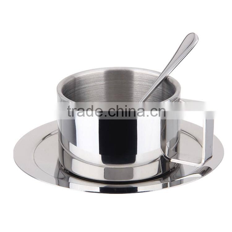 3 pieces of reusable stainless steel coffee cup set