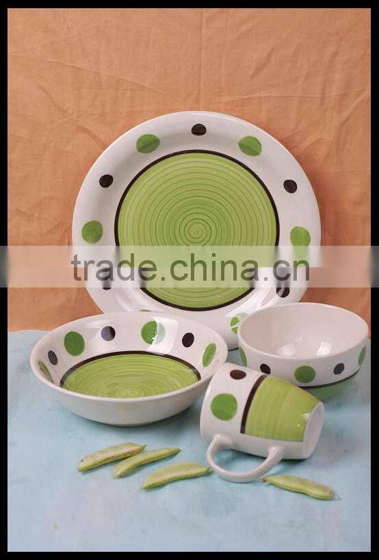 dots design stoneware tableware made in China 16pcs ceramic dinnerware and stoneware dinner set