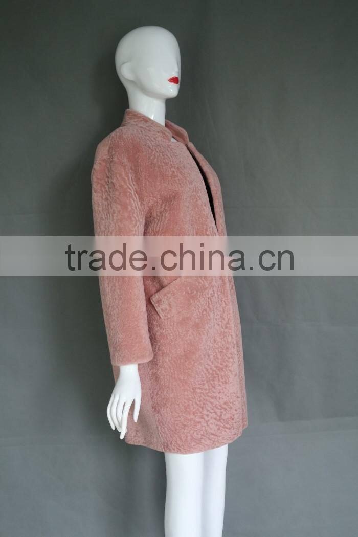 Factory direct whoesale lady's sheared merino lamb fur double face jacket